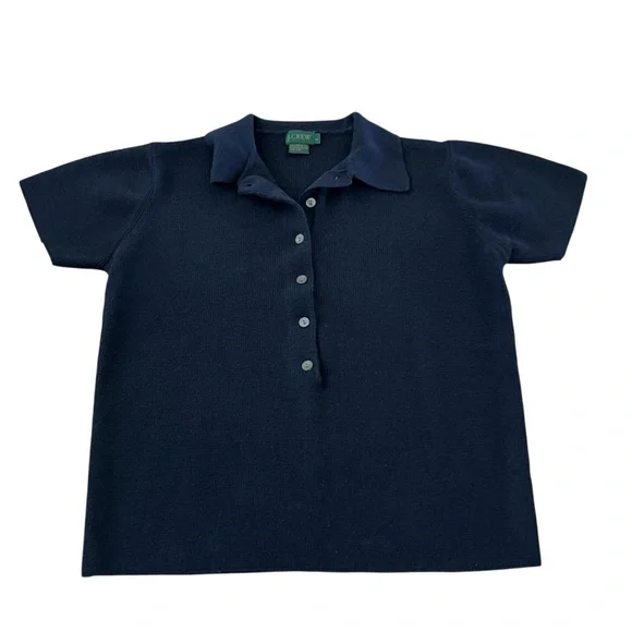 Vintage J. Crew Merino Wool Short Sleeve Knit Polo Top - Picture 3 of 4